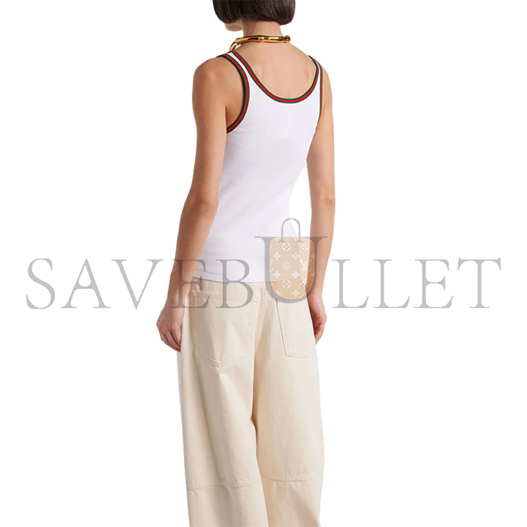 GUCCI RIBBED KNIT COTTON TANK VEST